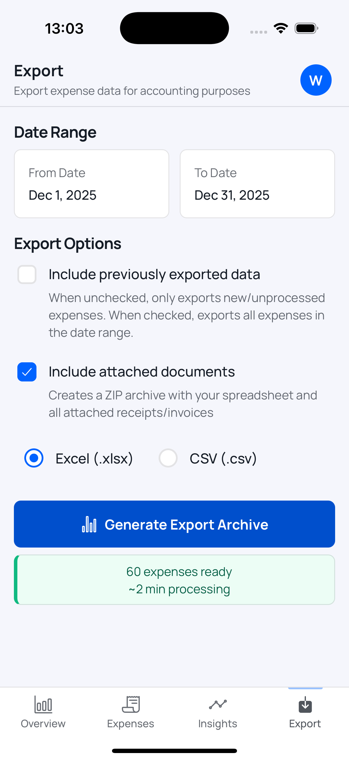 Export clean reports